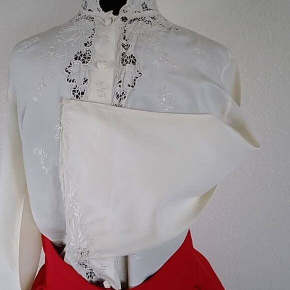 VTG BEONY BLOUSE 100% SILK SZ 34 & RED SKIRT SZ 42 - Picture 4 of 10